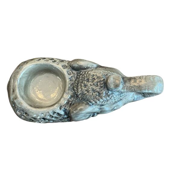 Elephant Tea Light Holder Trunk Up Ceramic Grey Boho Eclectic - Picture 9 of 9